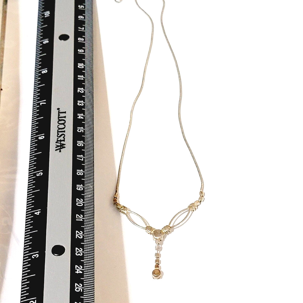 Rhinestone Bib Necklace, Silver-tone, Mid-Century Sparkly Drop Pendant wh03-30 - Picture 6 of 8